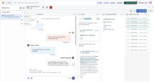 Image of the Agent Workspace that shows the Conversations roster, the interaction panel, and multi-contextual panels