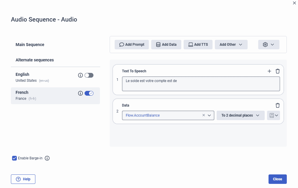 Alternate audio sequence in the audio sequence editor