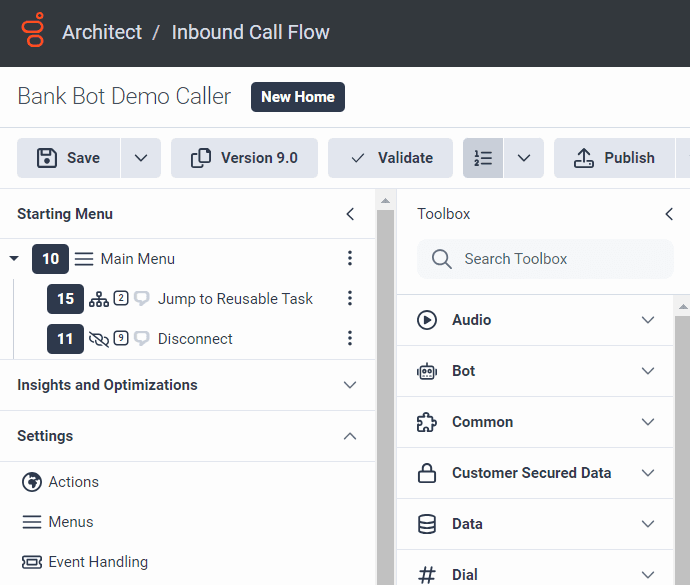 Collapse the Architect toolbox