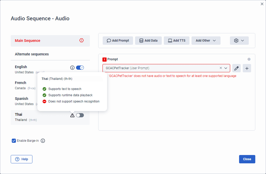 Architect Flow > Settings 
 > Supported Languages