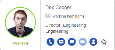 Contact card that shows the user's status and contact methods