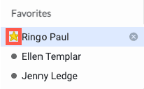 The chat roster that shows a moused over person with an orange box around the yellow favorite star