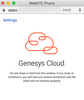 WebRTC Phone browser window