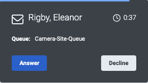 Interaction alert that shows an incoming email interaction