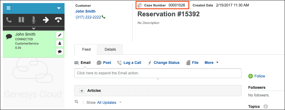 Screen pop example based on search value