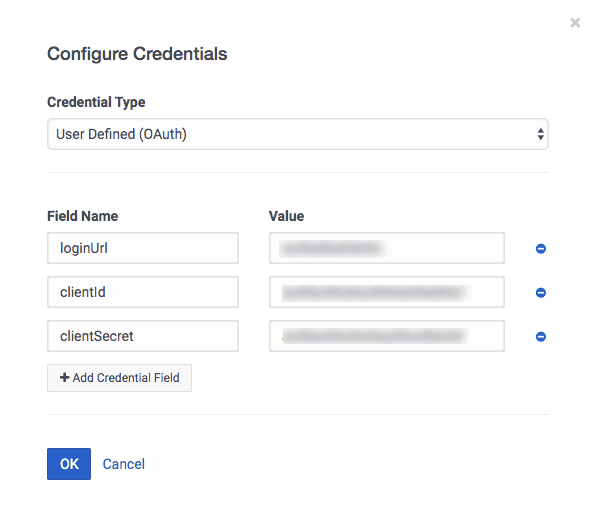 Configure Credentials for User Defined (OAuth)