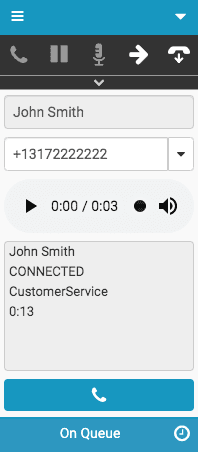 Window with voicemail recording and callback numbers
