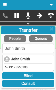 Transfer window with person's number