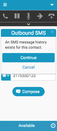 Message indicating that SMS message history exists