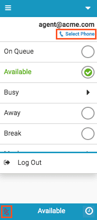 Select phone option in the client