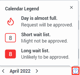 Agent schedule calendar legend