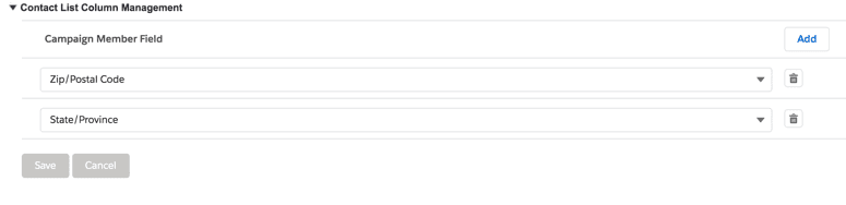 Contact List Column Management on campaign settings