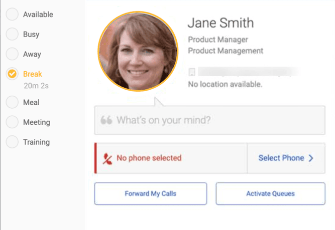 The User Settings window with the status timer for a user
