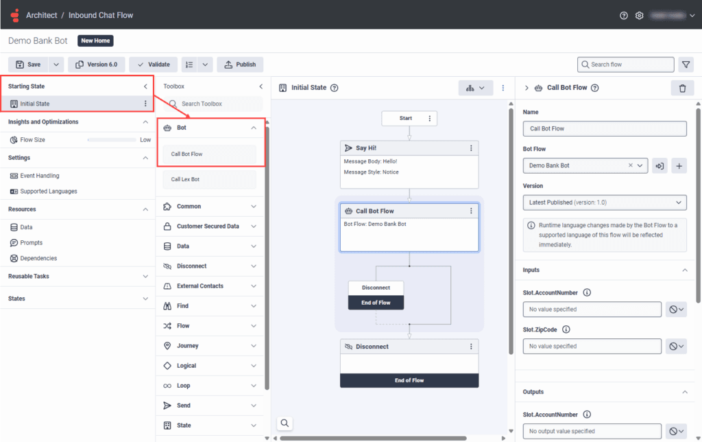Call Bot Flow action - Genesys Cloud Resource Center