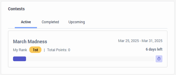 Contest widget in Agent activity overview
