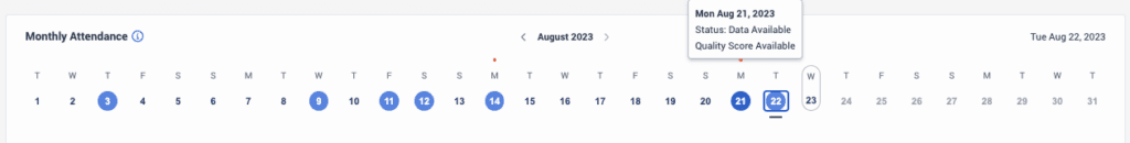 Monthly attendance view