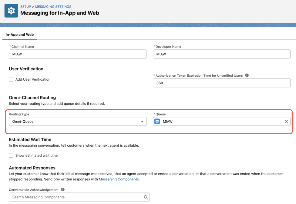 This image is a screenshot of the messaging setting option in Salesforce.