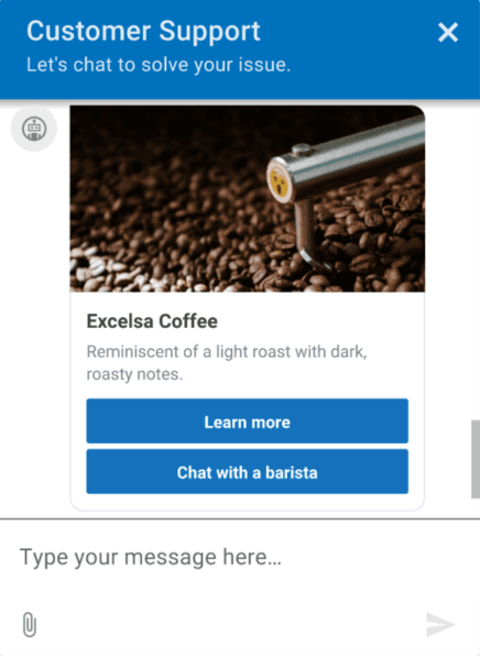 Cards in Genesys Web Messenger example