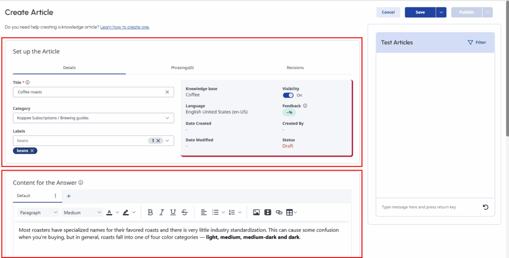 Knowledge workbench quick start guide V2 - Genesys Cloud Resource Center