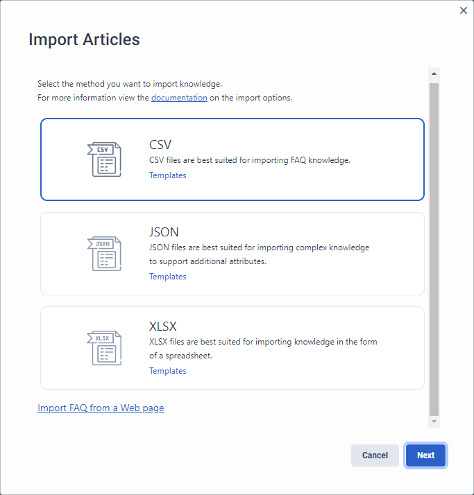 Import or export articles in a knowledge base v2 - Genesys Cloud ...