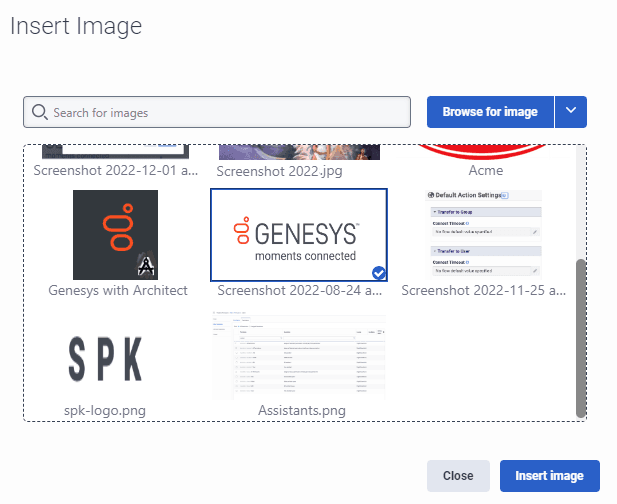 Insert image into knowledge article