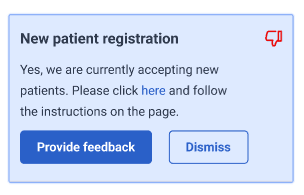 Provide more feedback on the response or dismiss additional feedback