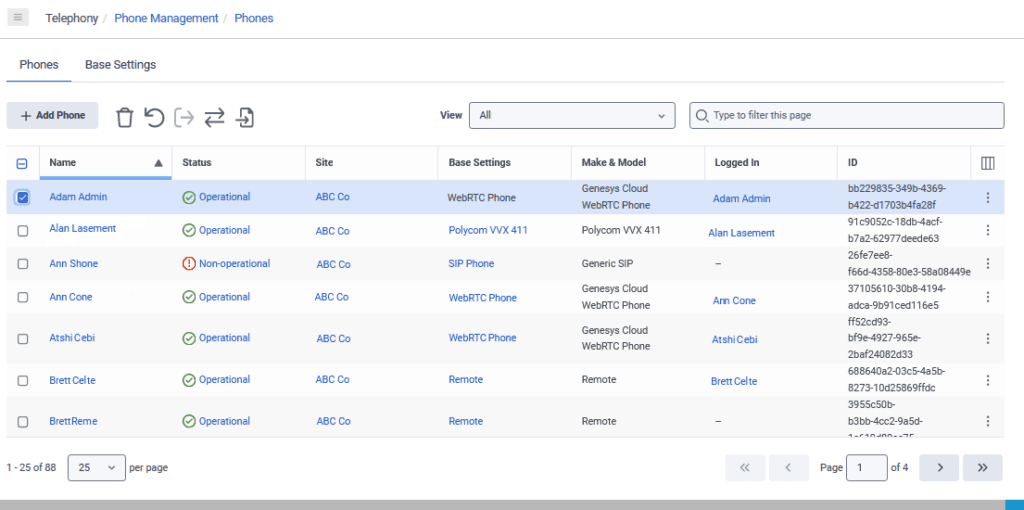 Manage phones and base settings - Genesys Cloud Resource Center