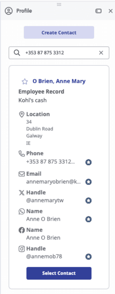 Screenshot showing callback interaction in single customer view