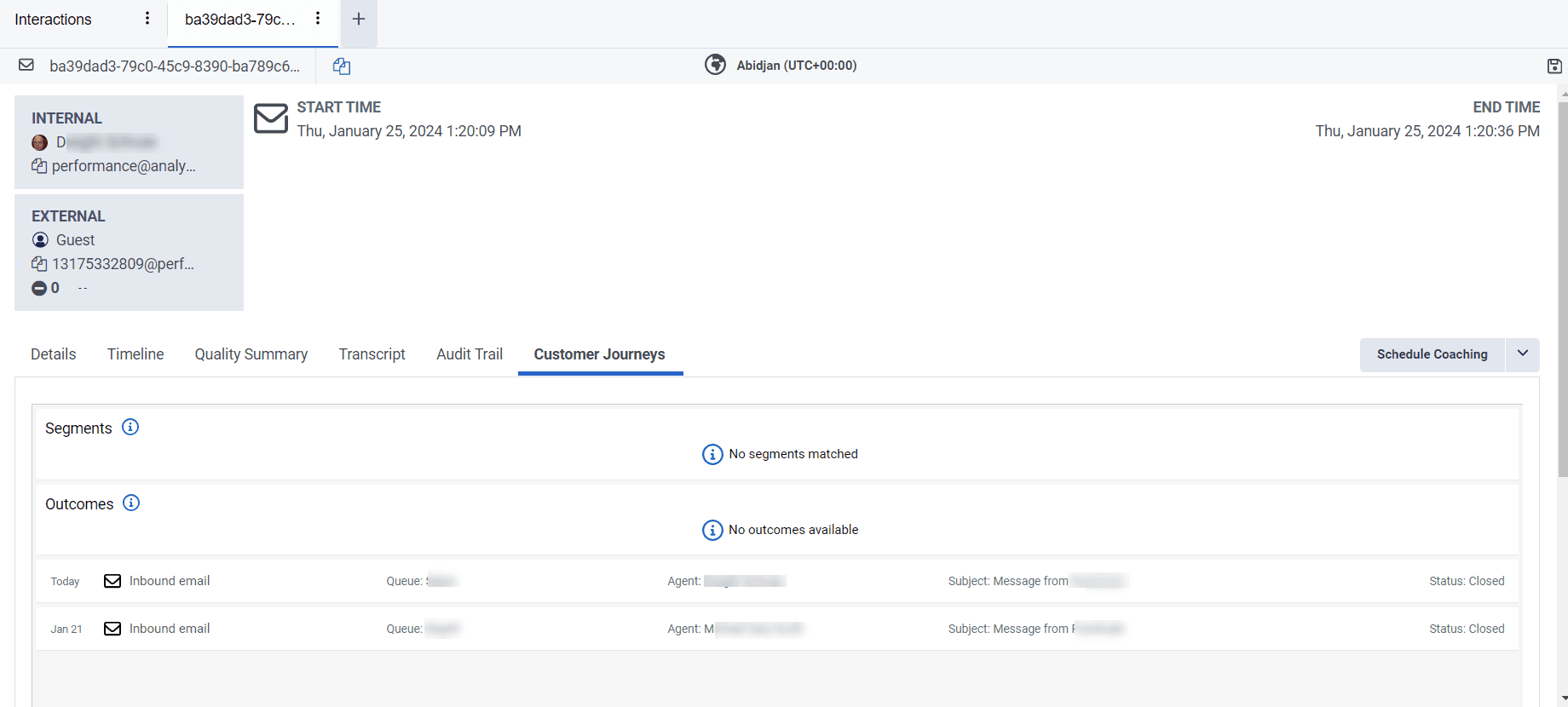 Customer Journeys tab
