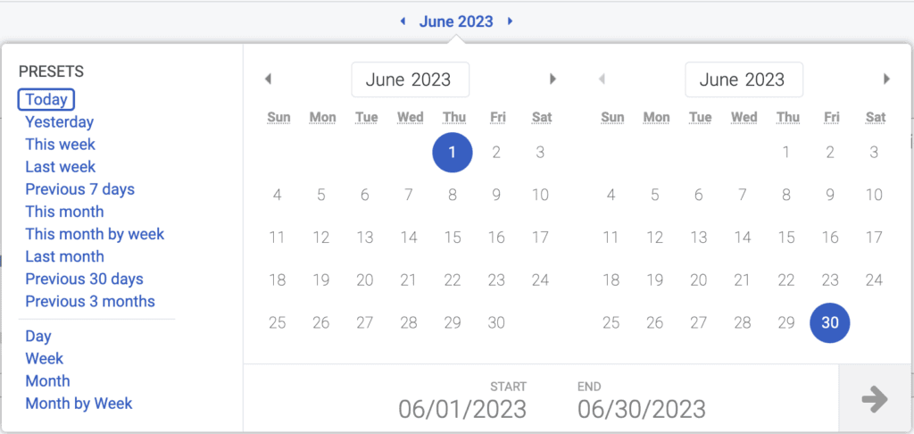 Genesys Agent Assist Knowledge Performance date selector