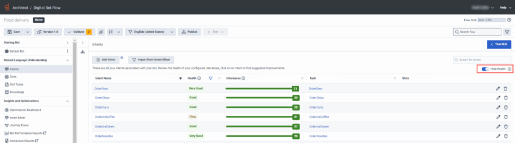 Show or hide Intent Health