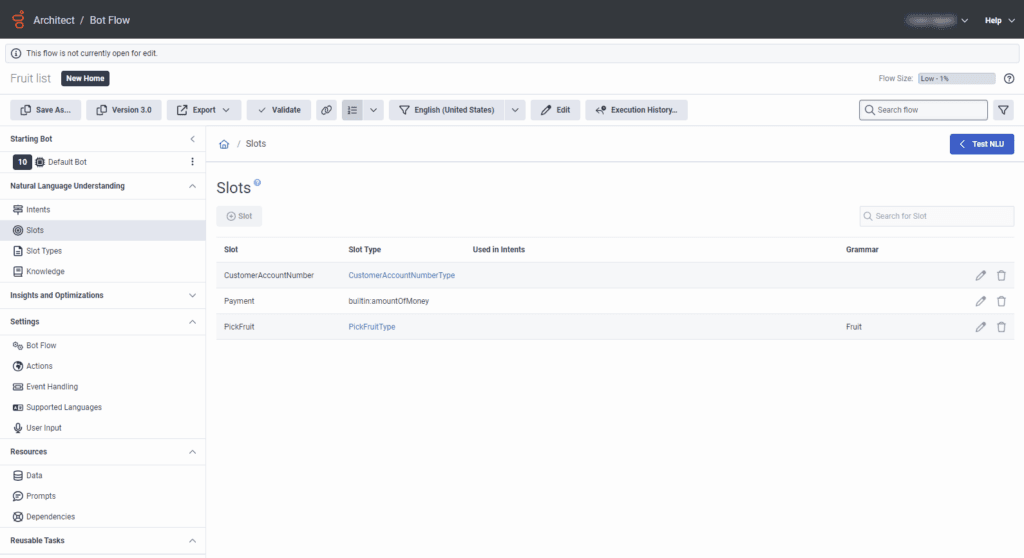 Slots bot flow example