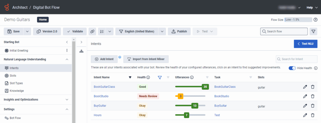 Intent Health example statuses
