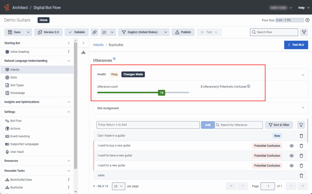 Utterance changes made