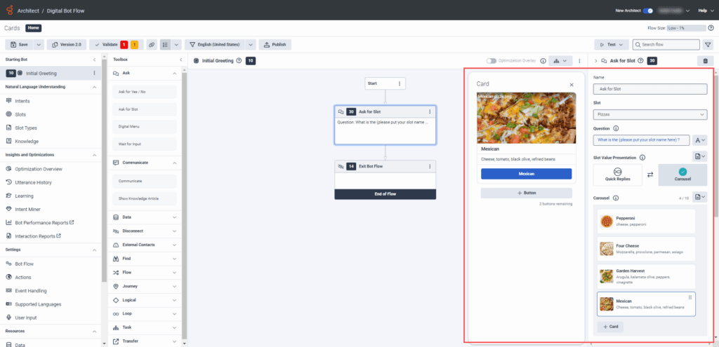 Carousel Ask for Slot action