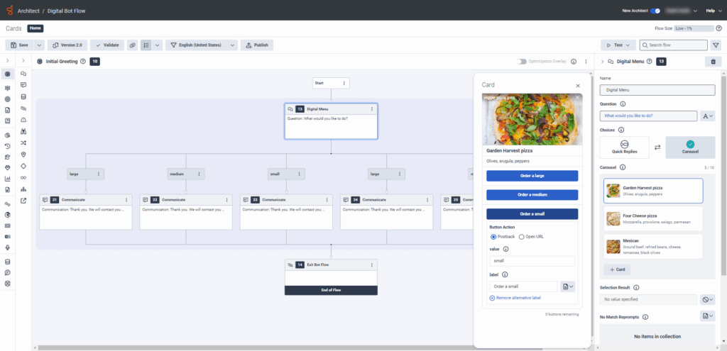 Digital bot flow carousels