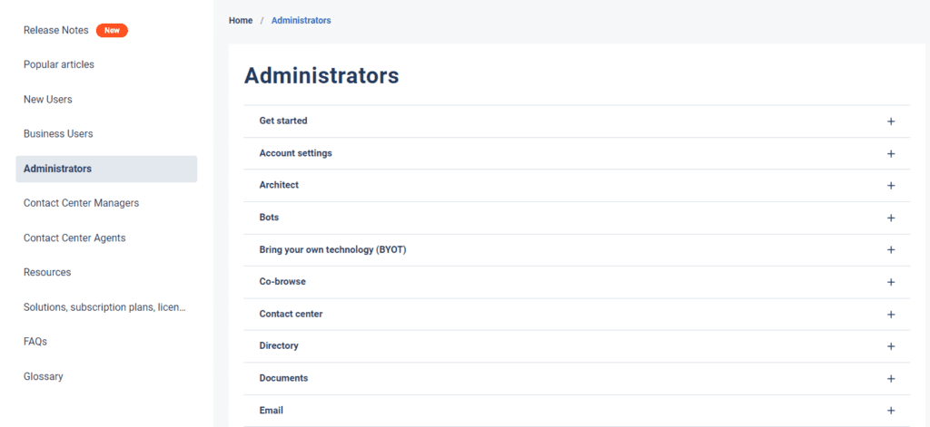 Primary landing page in Resource Center