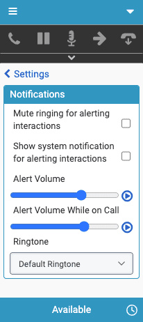 This image is a screenshot of the Notifications settings in the embedded client.