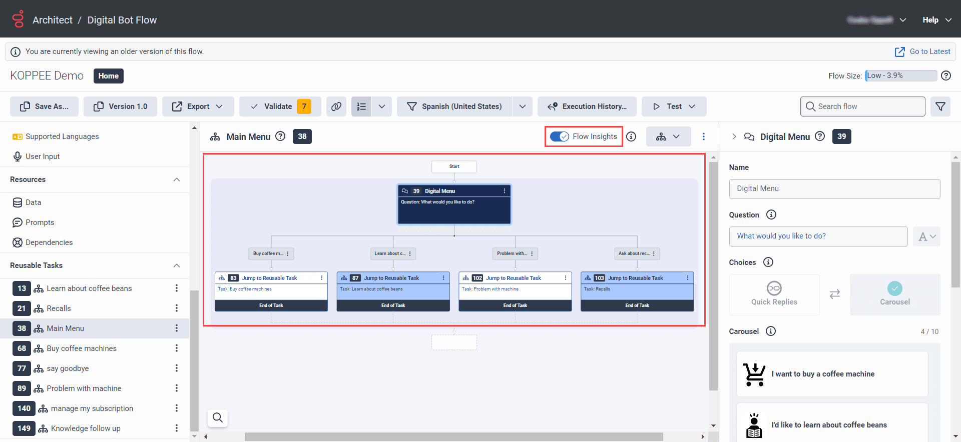 Flow Insights heat map example