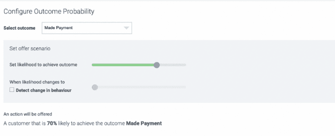 UI Before Configure outcome probability was changed to Outcome Triggering.