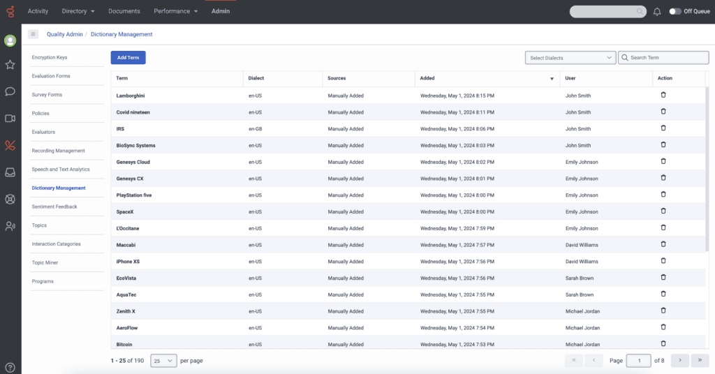 New dictionary management feature