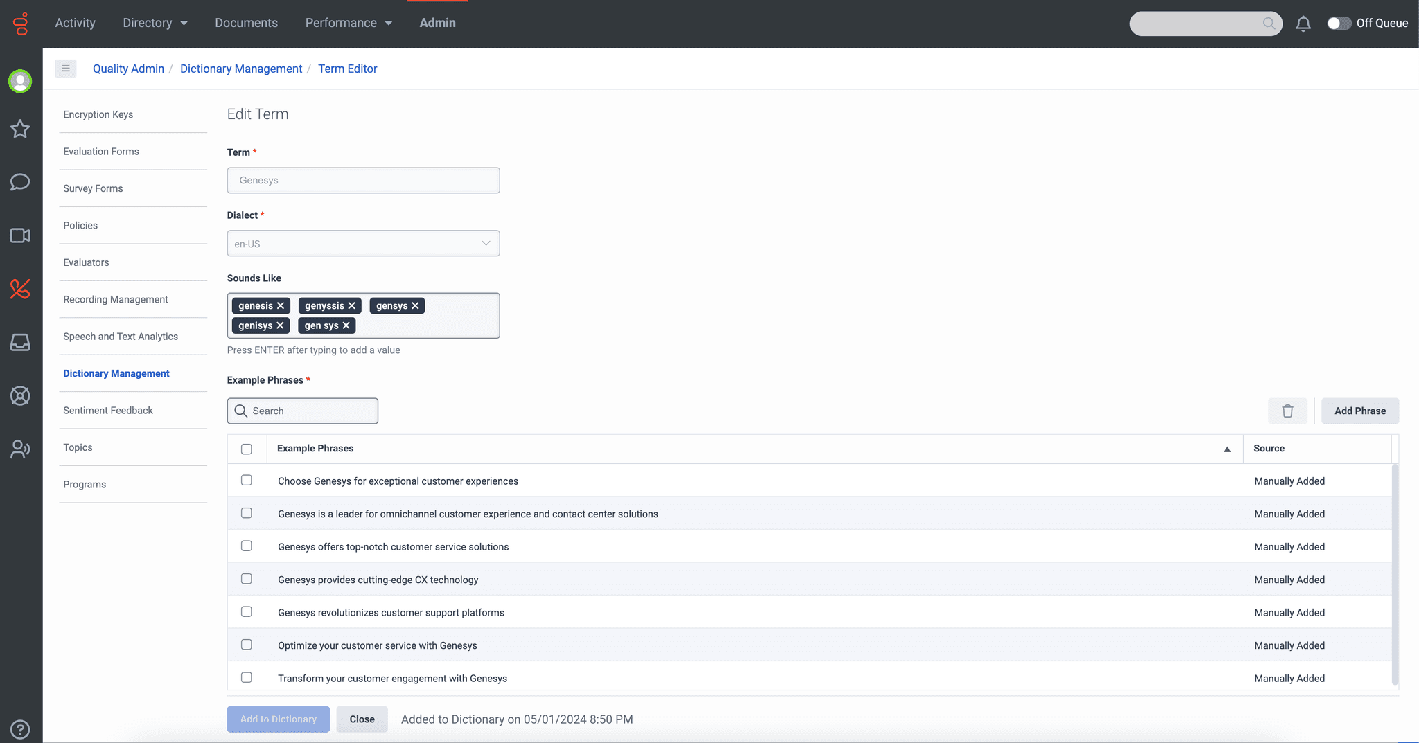 Dictionary management - Genesys Cloud Resource Center