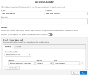 Branch selector element in Strategy Builder in Salesforce