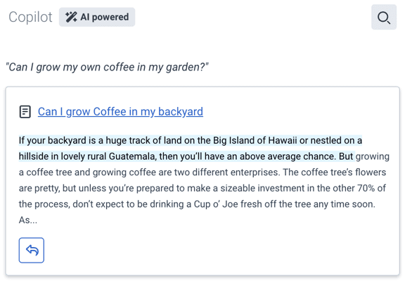 Answer highlight in Agent Copilot