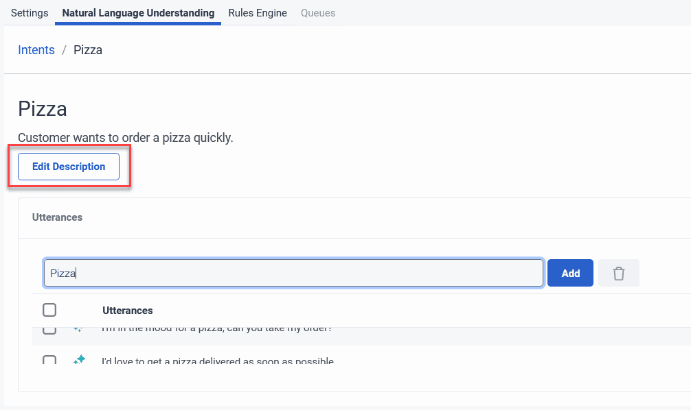 Edit an intent description