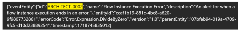 Email in JSON format for triggering workflows for Operational Console events