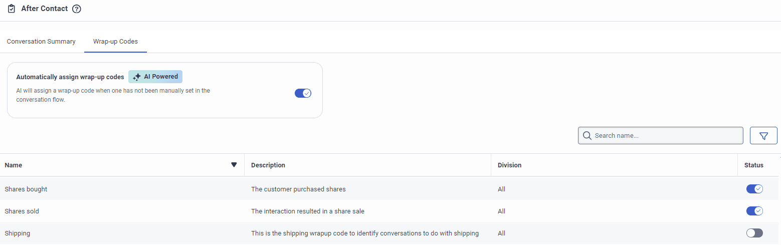 Assign wrap-up codes with Virtual Agent