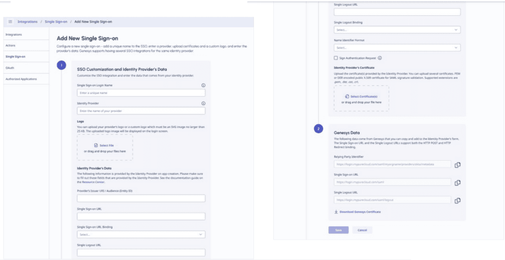 Updated SSO configuration form