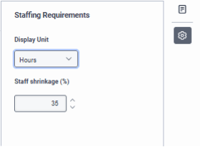Settings tab with selection of hours