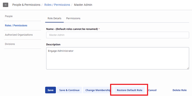 Restore Default Role